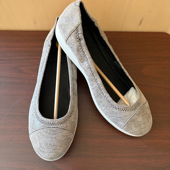 Fitflop F-Pop Ballerina Leather Stone Pebbleprint Gray Women's Flats Sz.9 - Picture 2 of 7